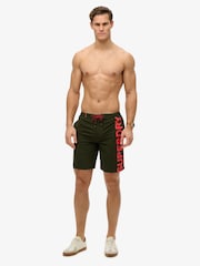 Superdry Green Classic 19 Inch Logo Board Shorts - Image 6 of 8