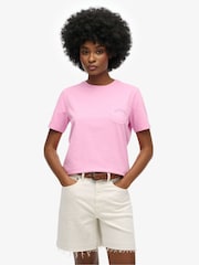 Superdry Pink Essential Logo Garment Dye Pocket 100% Cotton T-Shirt - Image 2 of 5