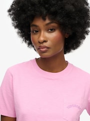Superdry Pink Essential Logo Garment Dye Pocket 100% Cotton T-Shirt - Image 4 of 5