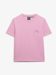 Superdry Pink Essential Logo Garment Dye Pocket 100% Cotton T-Shirt - Image 5 of 5