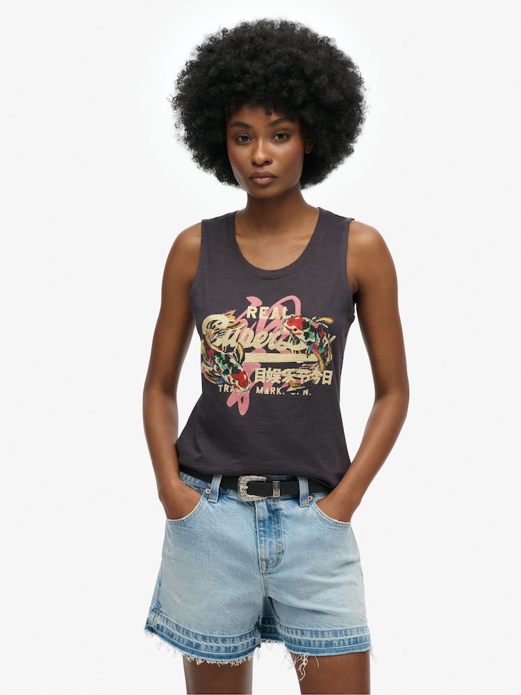 Superdry Vintage Logo Tokyo Scoop Neck Tank Top - Bild 1 von 1