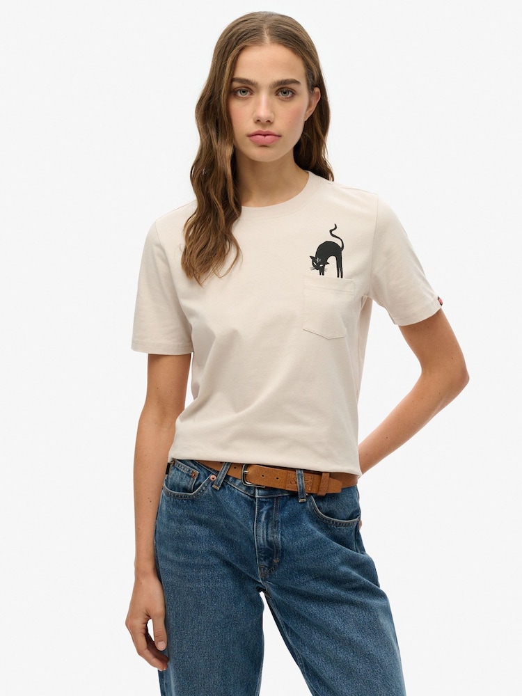 Superdry Nude Psychic Readings Relaxed 100% Cotton T-Shirt - Image 1 of 6