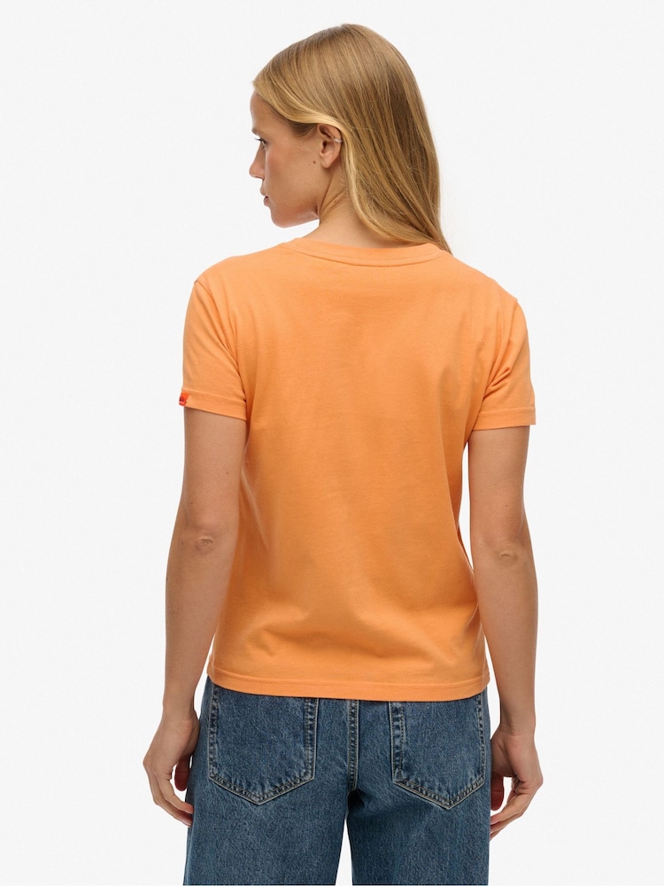 Superdry Orange Surf Logo Fitted 100% Cotton T-Shirt - Image 2 of 5