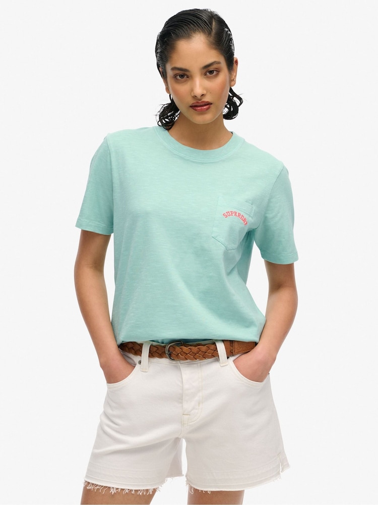 Superdry Green Essential Logo Garment Dye Pocket T-Shirt - Image 2 of 6