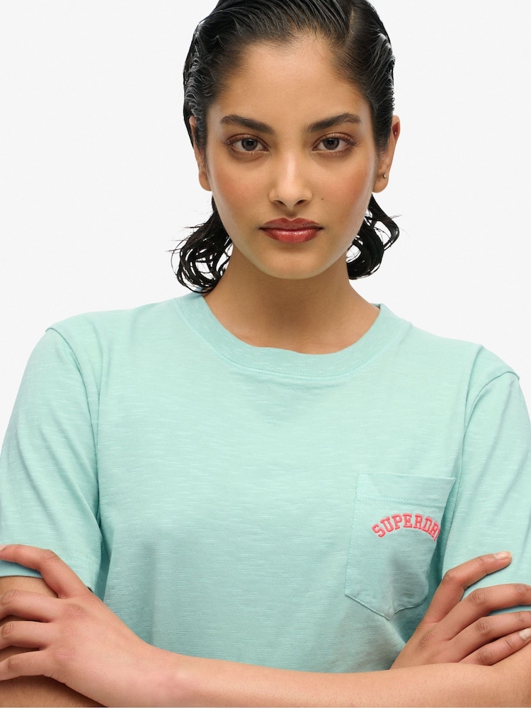 Superdry Green Essential Logo Garment Dye Pocket T-Shirt - Image 2 of 4
