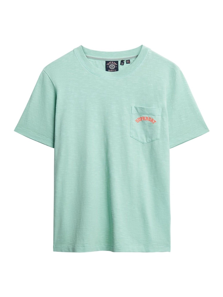 Superdry Green Essential Logo Garment Dye Pocket T-Shirt - Image 3 of 4