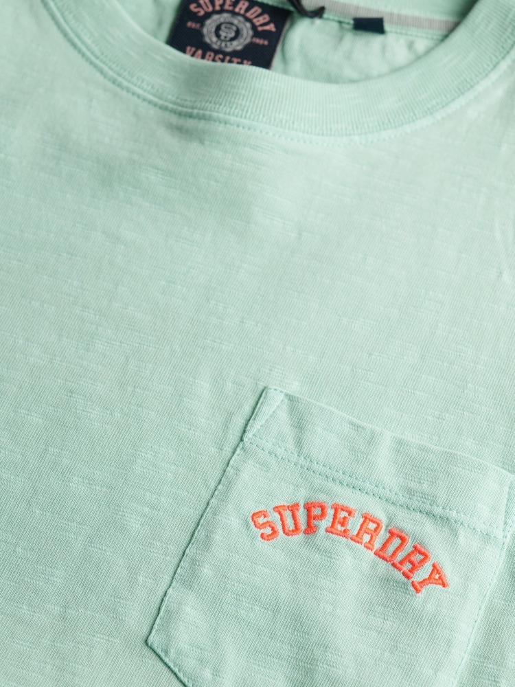 Superdry Green Essential Logo Garment Dye Pocket T-Shirt - Image 6 of 6