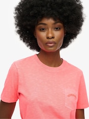 Superdry Pink Essential Logo Garment Dye Pocket T-Shirt - Image 4 of 5