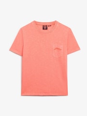 Superdry Pink Essential Logo Garment Dye Pocket T-Shirt - Image 5 of 5