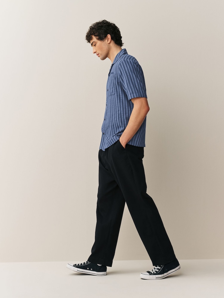 Navy Dobby Stripe Short Sleeve Shirt - Image 2 of 8