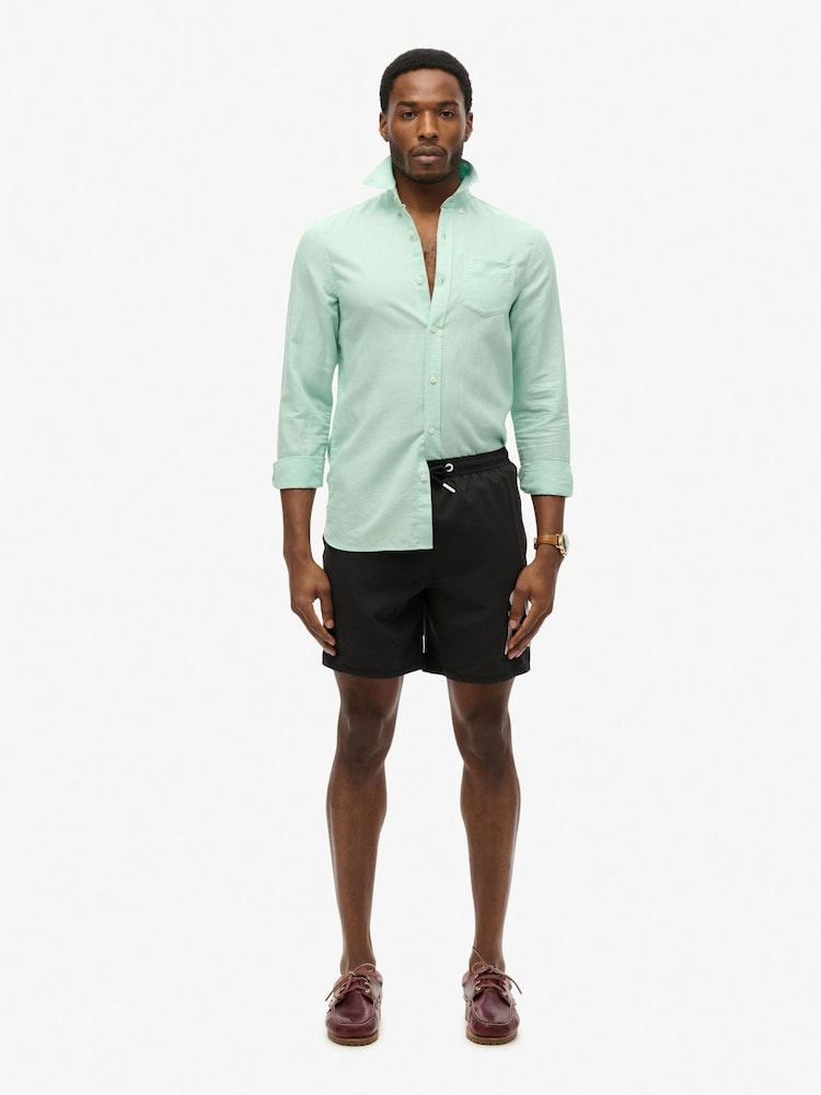 Superdry Black Sportswear Logo 17 Inch Swim Shorts - Image 1 of 9
