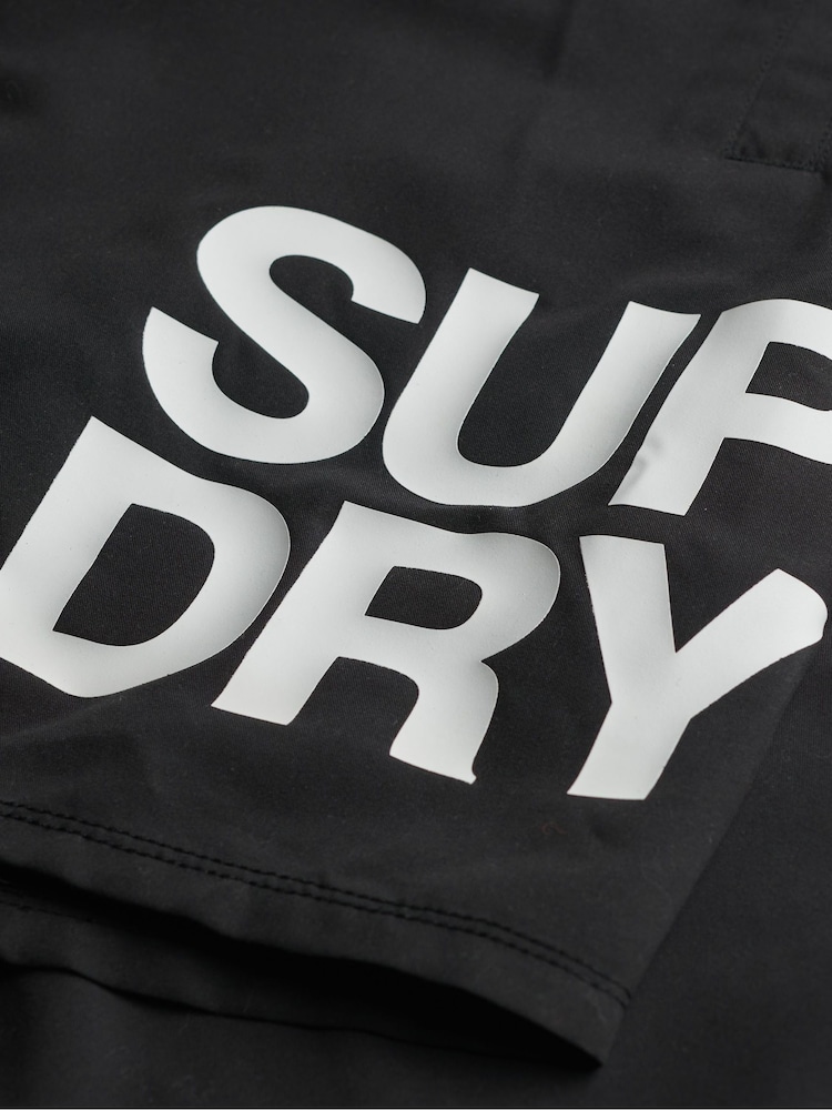 Superdry Black Sportswear Logo 17 Inch Swim Shorts - Image 9 of 9