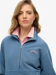 Superdry Blue Essential Logo Half Zip Sweatshirt - Image 3 of 4
