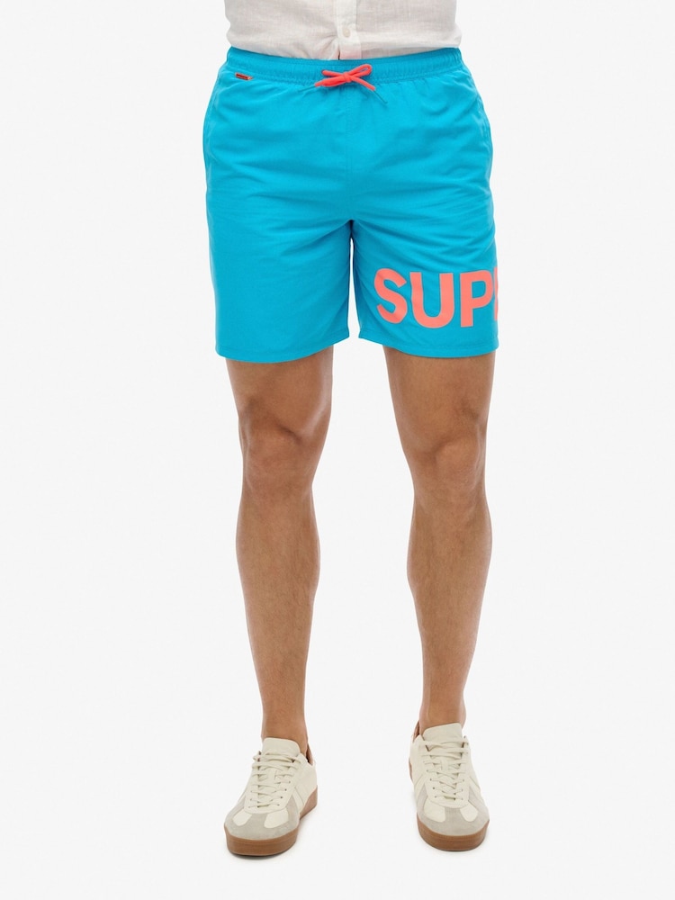Superdry Blue Graphic 17 Inch Swim Shorts - Image 2 of 9