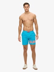 Superdry Blue Graphic 17 Inch Swim Shorts - Image 4 of 9