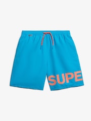 Superdry Blue Graphic 17 Inch Swim Shorts - Image 7 of 9