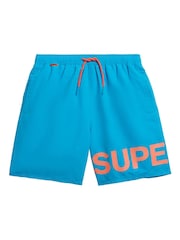 Superdry Blue Graphic 17 Inch Swim Shorts - Image 8 of 9