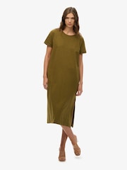 Superdry Green Midi 100% Cotton T-Shirt Dress - Image 2 of 7
