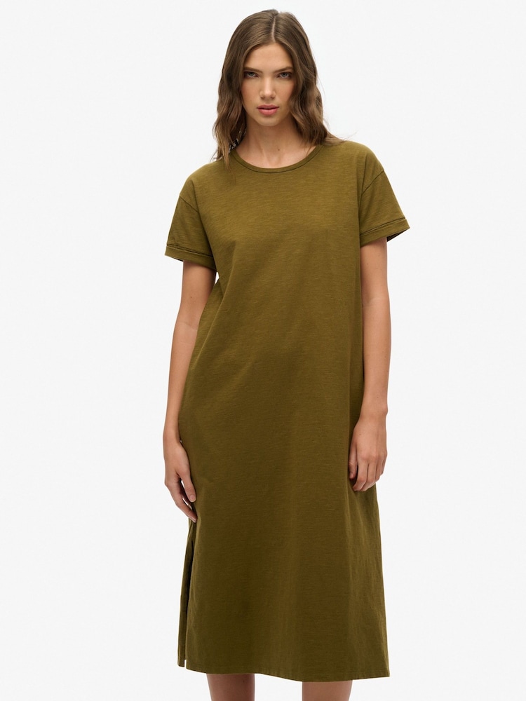 Superdry Green Midi 100% Cotton T-Shirt Dress - Image 4 of 7