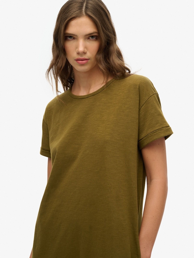 Superdry Green Midi 100% Cotton T-Shirt Dress - Image 5 of 7