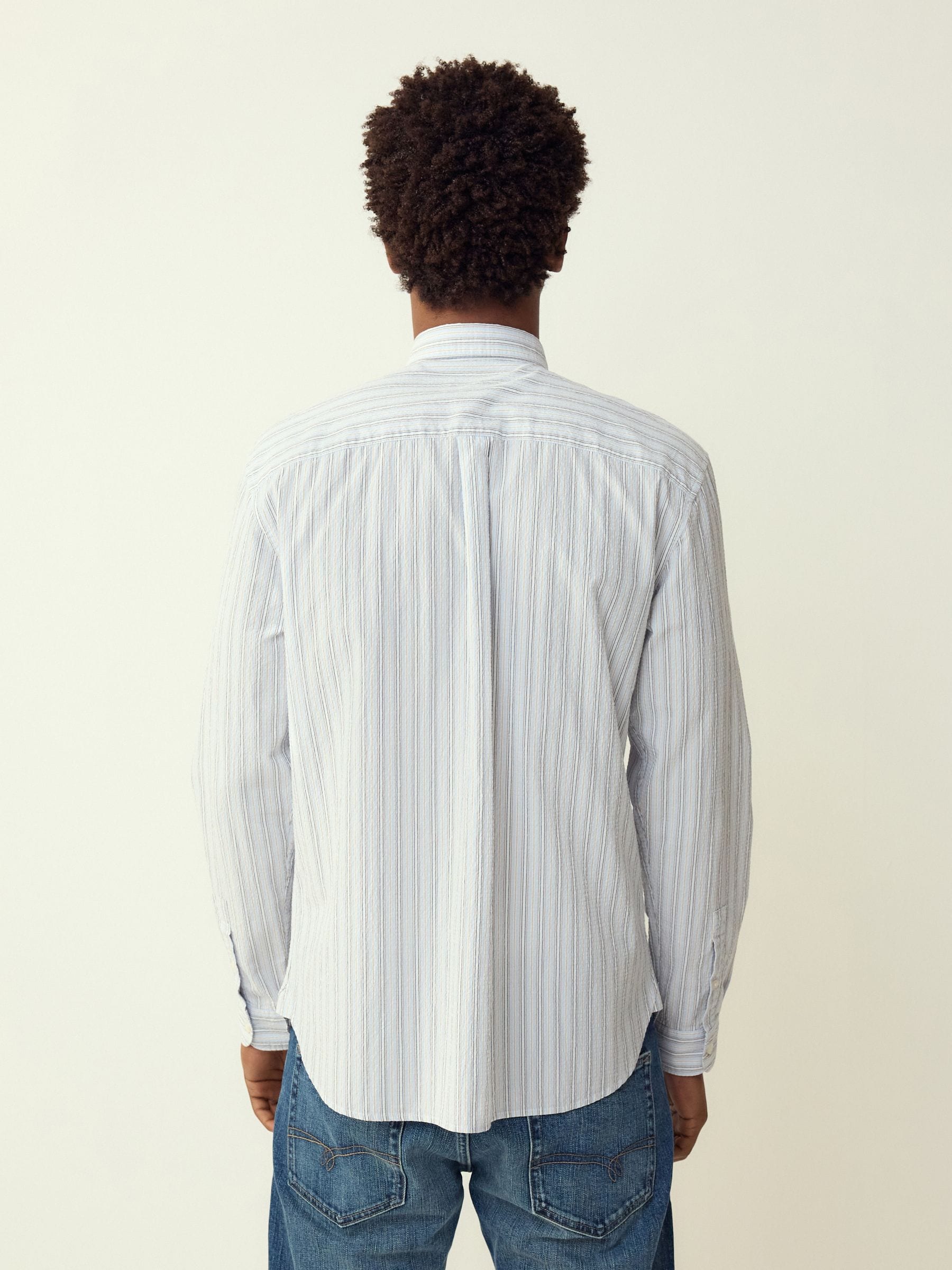 Buy Blue Stripe Seersucker Long Sleeve Shirt from Next USA