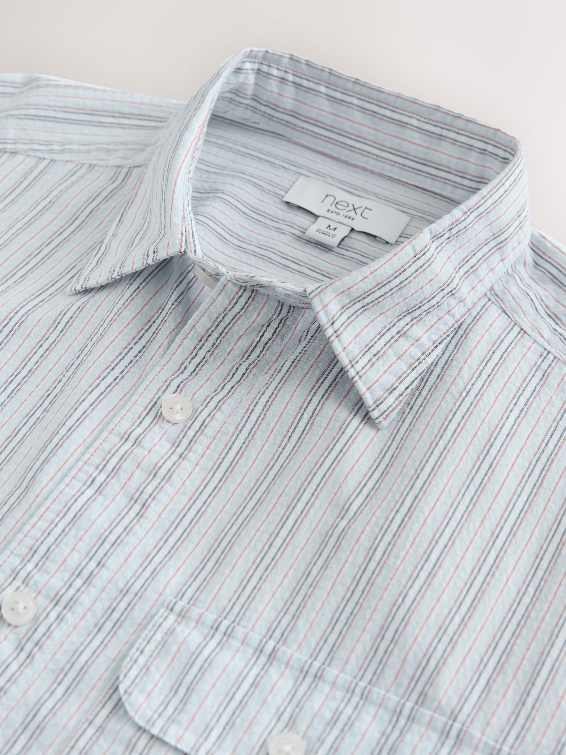 Buy Blue Stripe Seersucker Long Sleeve Shirt from Next USA