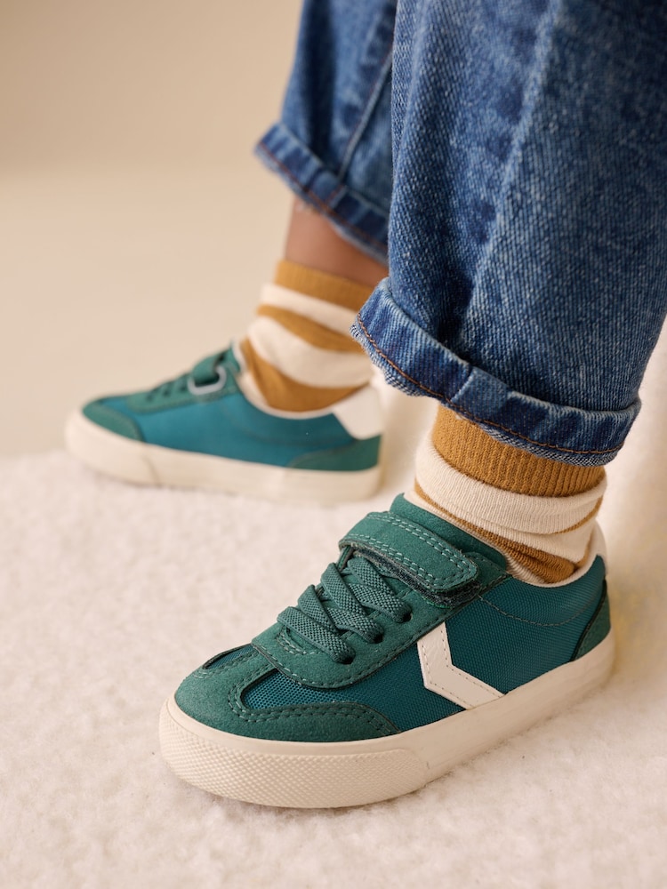 Dark Teal Standard Fit (F) Touch Fastening Elastic Lace Trainers - Image 1 of 6 Dark Teal Standard Fit (F) Touch Fastening Elastic Lace Trainers - Image 1 of 6