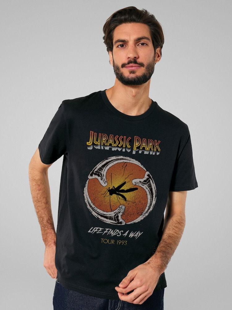 All + Every Black Mens Jurassic Park Life Finds A Way Mosquito Print T-Shirt - Image 1 of 4 All + Every Black Mens Jurassic Park Life Finds A Way Mosquito Print T-Shirt - Image 1 of 4