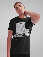 All + Every Black Mens Moomin 80th Anniversary Moomintroll & Co By The Fireplace T-Shirt - Image 2 of 4