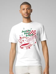 All + Every White Mens Just Be Paul Frank Julius Monkey Hot Dog 100% Cotton T-Shirt - Image 1 of 4