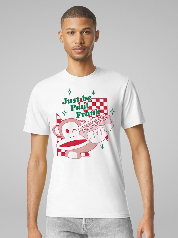 All + Every White Mens Just Be Paul Frank Julius Monkey Hot Dog 100% Cotton T-Shirt - Image 2 of 4