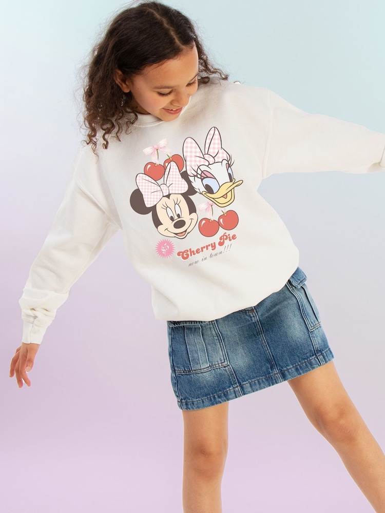 Brands In White Disney Minnie Mouse Daisy Duck Bow Sweatshirt - Image 1 of 3
