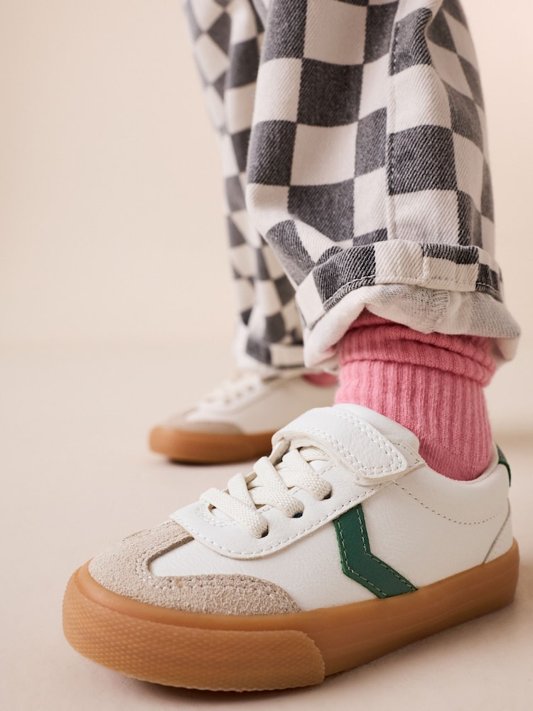 White/Green Standard Fit (F) Touch Fastening Elastic Lace Trainers - Image 2 of 2 White/Green Standard Fit (F) Touch Fastening Elastic Lace Trainers - Image 2 of 2