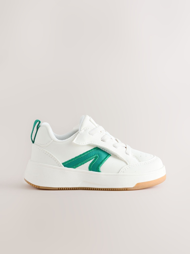 White/Green Wide Fit (G) Elastic Lace Trainers - Image 5 of 5