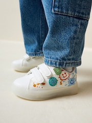 White Happy Face Light Up Touch Fastening Trainers - Image 2 of 8