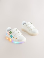 White Happy Face Light Up Touch Fastening Trainers - Image 3 of 8