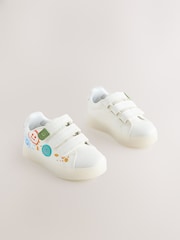 White Happy Face Light Up Touch Fastening Trainers - Image 4 of 8