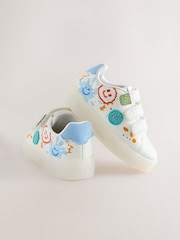 White Happy Face Light Up Touch Fastening Trainers - Image 6 of 8