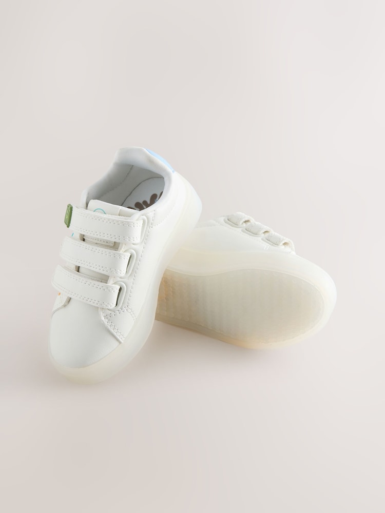 White Happy Face Light Up Touch Fastening Trainers - Image 8 of 8