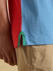 Joules Red & Blue Official Badminton Horse Trials Colourblock Cotton Pique Polo Shirt - Image 6 of 13