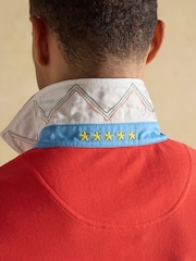 Joules Red & Blue Official Badminton Horse Trials Colourblock Cotton Pique Polo Shirt - Image 8 of 13