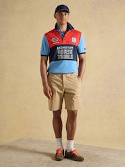 Joules Red & Blue Official Badminton Horse Trials Colourblock Cotton Pique Polo Shirt - Image 9 of 13