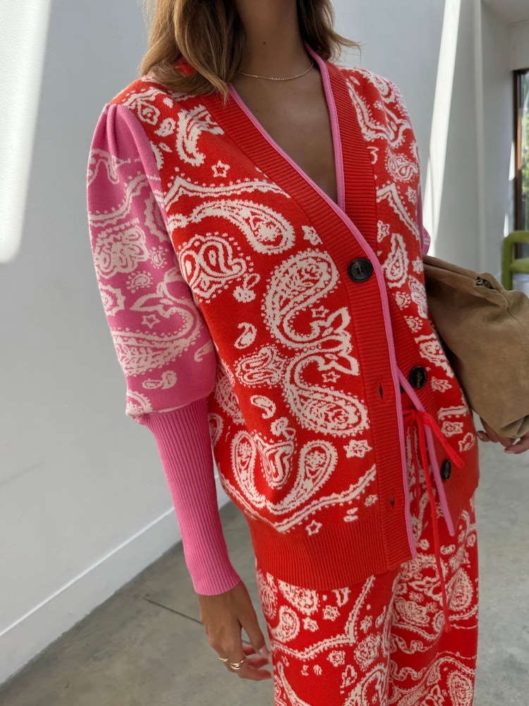 Never Fully Dressed Red Bandana Martha Cardigan - Image 2 of 3