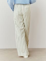 Verde/crudo - Stripe Wide Leg Trousers with Linen - Imagen 3 de 6