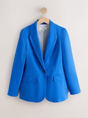 Cobalt Blue Linen Rich Single Breasted Blazer - Image 7 of 9