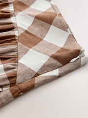 Brown Gingham Linen Rich Full Midi Skirt - Image 7 of 8