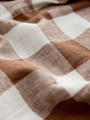 Brown Gingham Linen Rich Full Midi Skirt - Image 8 of 8