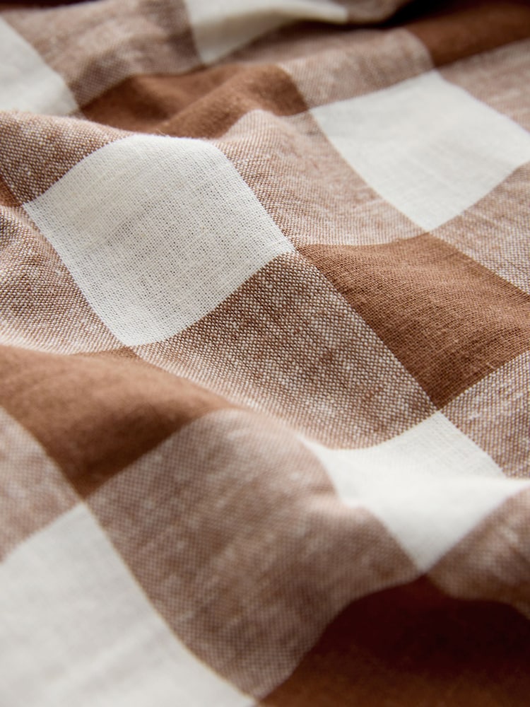 Brown Gingham Linen Rich Full Midi Skirt - Image 8 of 8 Brown Gingham Linen Rich Full Midi Skirt - Image 8 of 8