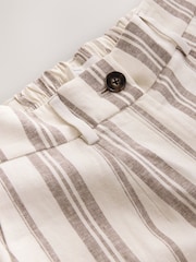 Naturel met strepen - Broek met hoog linnengehalte en wijde pijpen - Afbeelding 7 van 8