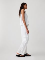 Gap White Linen Blend Wide Leg Cargo Pull On Trousers - Image 2 of 7
